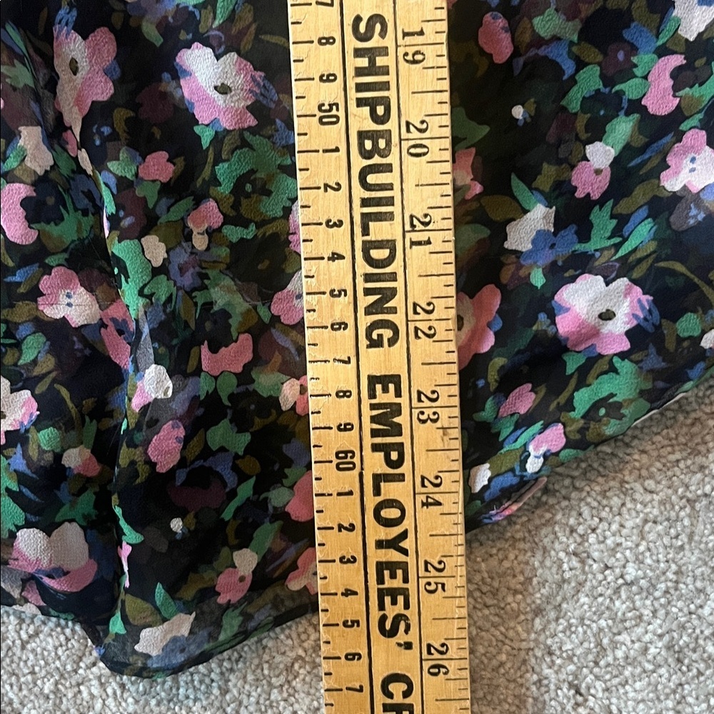 Veronica Beard Lowell Blouse- Floral Sheer 100% Silk Blouse - Black and Pink - Picture 9 of 10